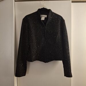 Jessica Howard Black Cropped Sequin Blazer
